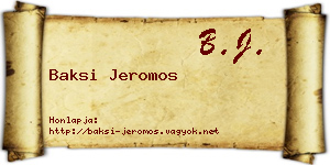 Baksi Jeromos névjegykártya